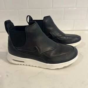 Nike Black Slip-On Air Max Thea Leather Sneakers with White Sole